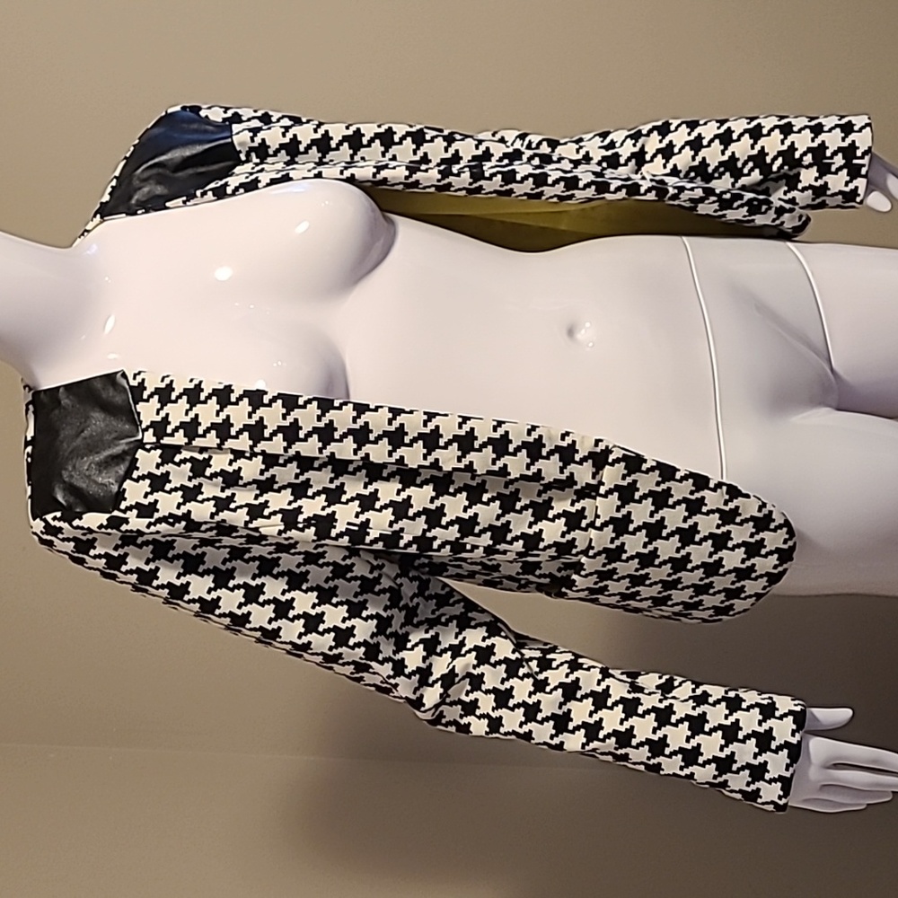 Bar III Houndstooth Open Blazer, Size Large